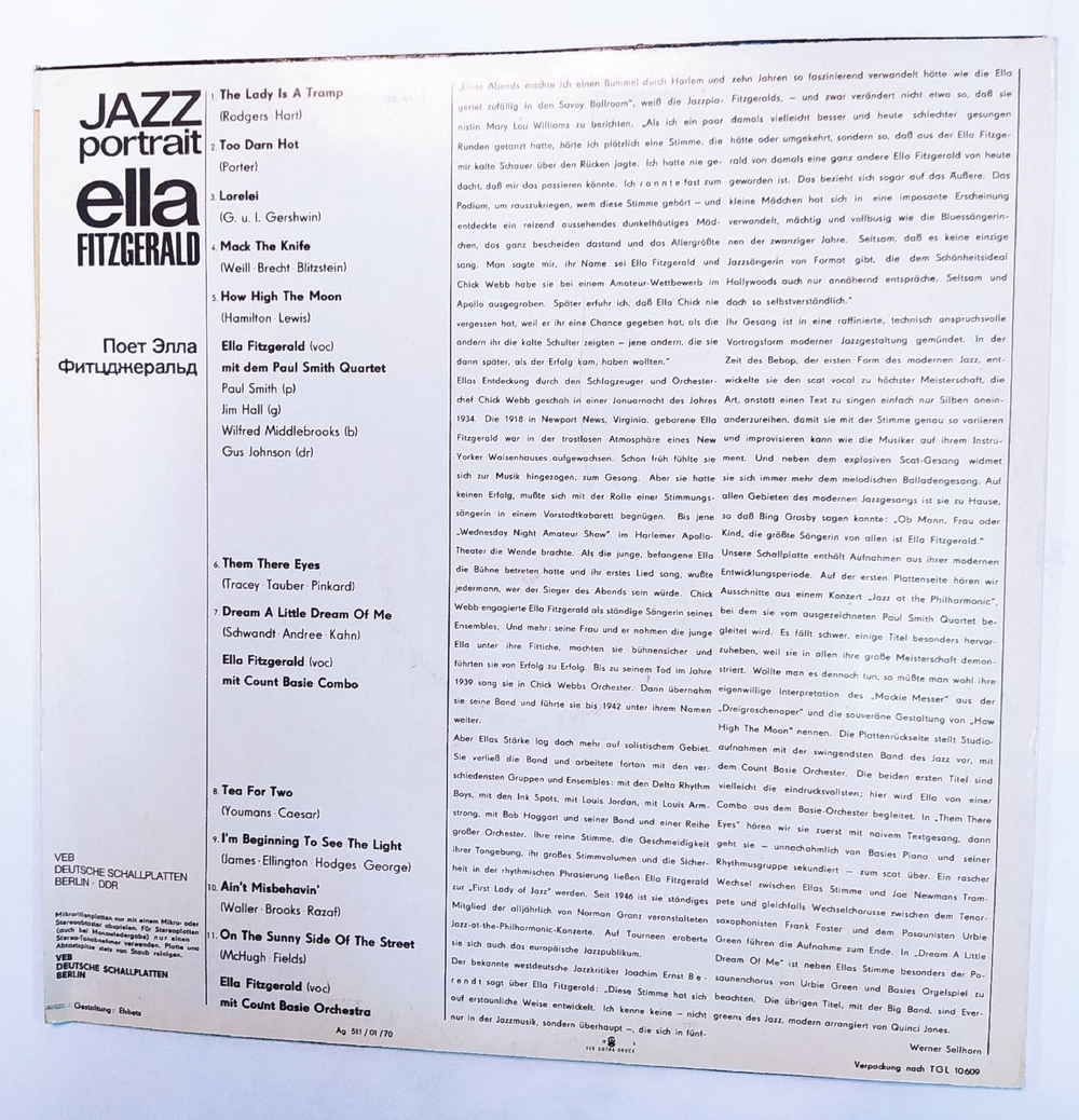 Ella Fitzgerald Jazz Portrait GDR 1970 NM