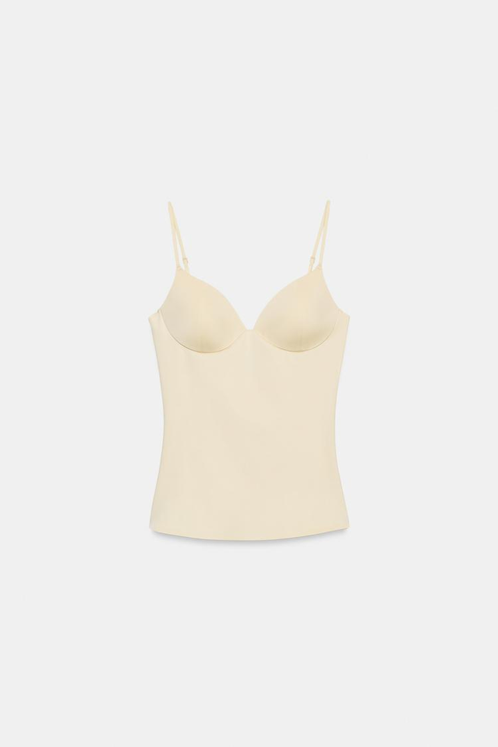 ZARA ТОП ИЗ СМЕСОВОГО ПОЛИАМИДА, ЦВЕТ СЛИВОЧНОГО МАСЛА