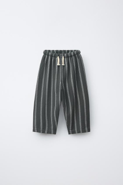 ZARA БРЮКИ RELAXED В ПОЛОСКУ, АНТРАЦИТОВО-СЕРЫЙ