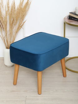 Пуф "Donatello"антивандальный велюр синий/натурал