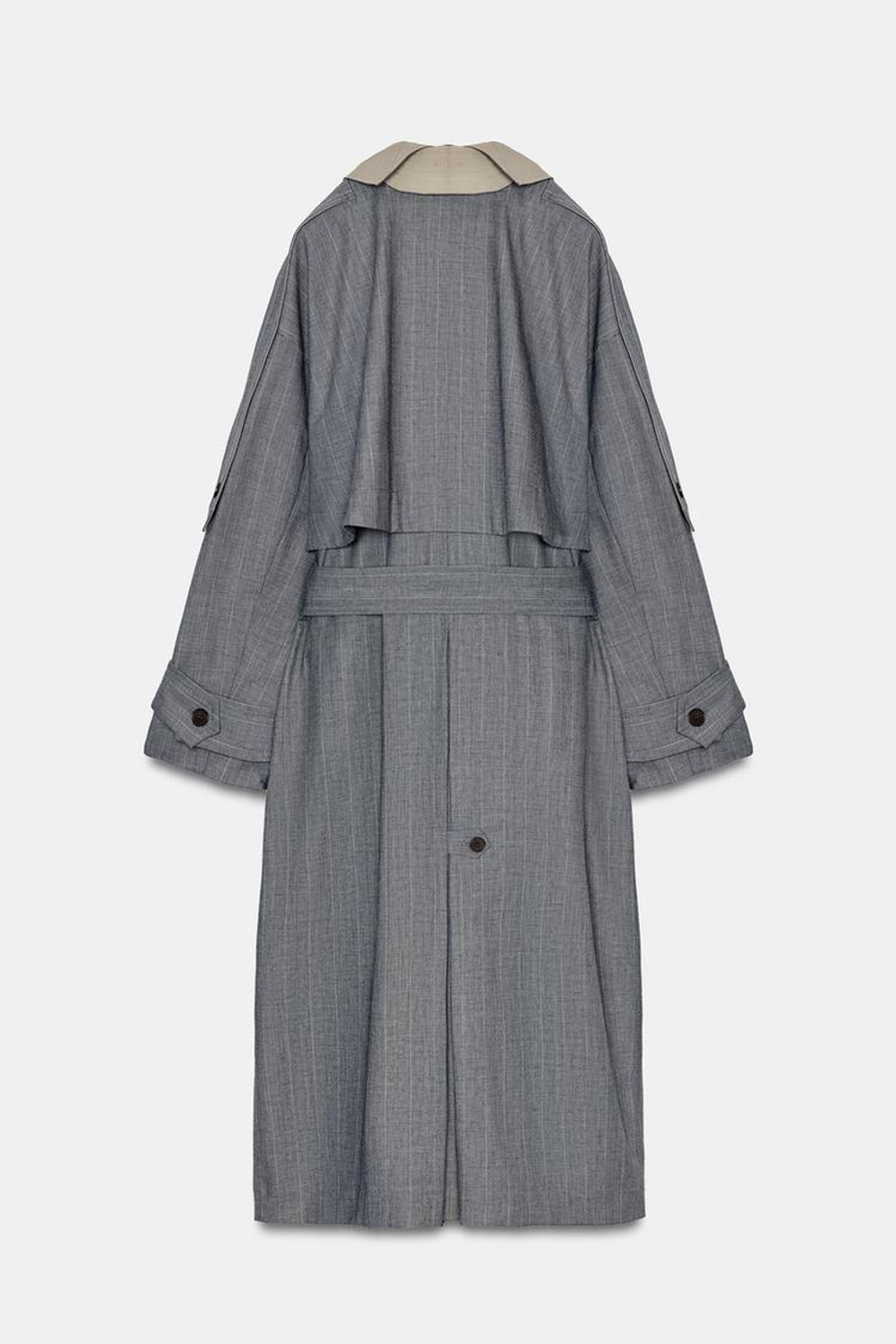 ZARA КОМБИНИРОВАННЫЙ ТРЕНЧ В КЛЕТКУ — ZW COLLECTION LIMITED EDITION, СЕРЫЙ