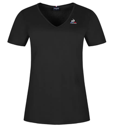 Женская теннисная футболка Le Coq Sportif ESS Tee SS Col V No.1 W - black