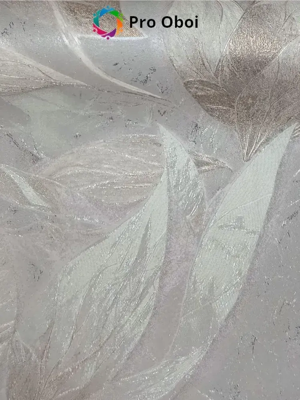 Gomel-FOX Обои флизелиновые метровые Chloe, вспененный винил серый с розовым оттенком цветы, листья, в спальню, в прихожую, в кухню, длина 10м ширина 1.06м