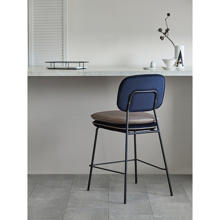 Стул полубарный Bergenson Bjorn Pea, велюр, темно-синий/бежевый