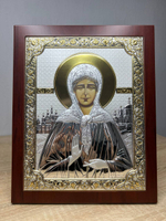 Матрона, икона прямоугольная с рамкой, красное дерево 210х260