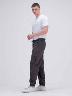 Джоггеры карго теплые.Графит