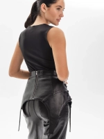 Баска кожаная GLITTER, черный