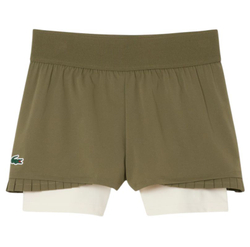 Женские Шорты теннисные Lacoste Ultra Dry Lined - khaki green/white