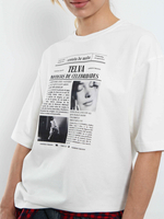 Футболка женская с оверсайз Модная пресса (молочный)