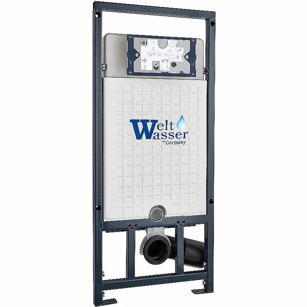 Унитаз подвесной WeltWasser MARBERG 507 + GELBACH 043 MT-BL + MAR 507 RD GL-WT черный матовый, безободковый, с крышкой микролифт, слив-торнадо, с инсталляцией и белой глянцевой кнопкой