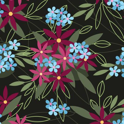 Яркие цветы на темном фоне