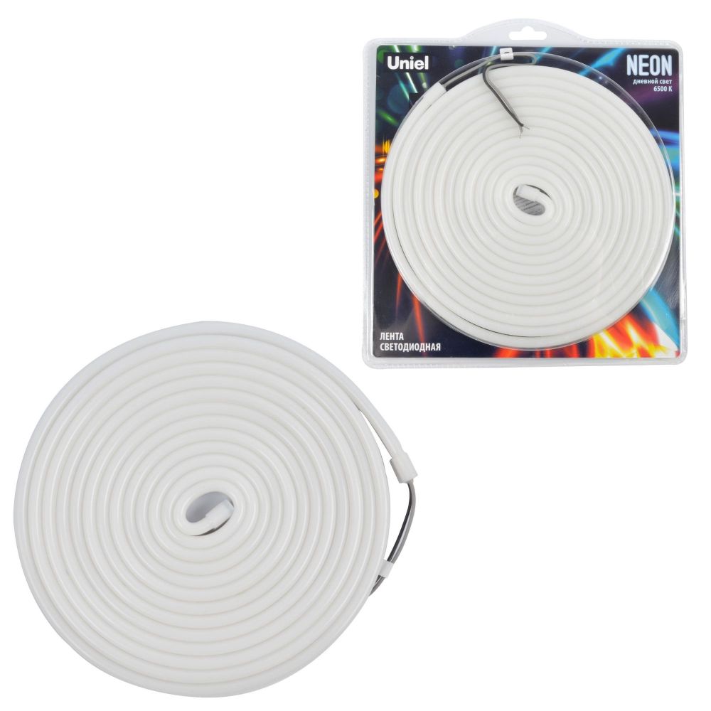 ULS-N03-2835-100LED-m-8mm-IP67-DC12V-11W-m-5M-6500K Светодиодная гибкая герметичная лента. NEON. Катушка 5м. в блистере. Дневной белый свет 6500K. ТМ Uniel
