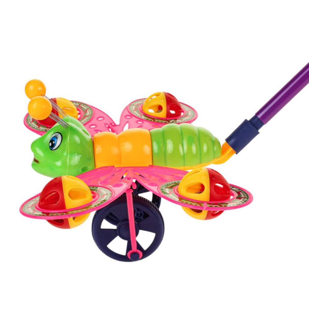 Каталка на палке Бабочка 51см, цвет желтый, пакет 336