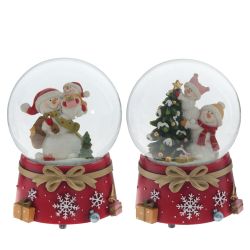 GAEM Фигурка декор в стекл шаре "Снеговики" (муз с ключ), D10 см, L10 W10 H12,5 см, 2в.