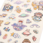 Наклейки "Мультяшки в космосе" 21,5*11см. светятся в темноте