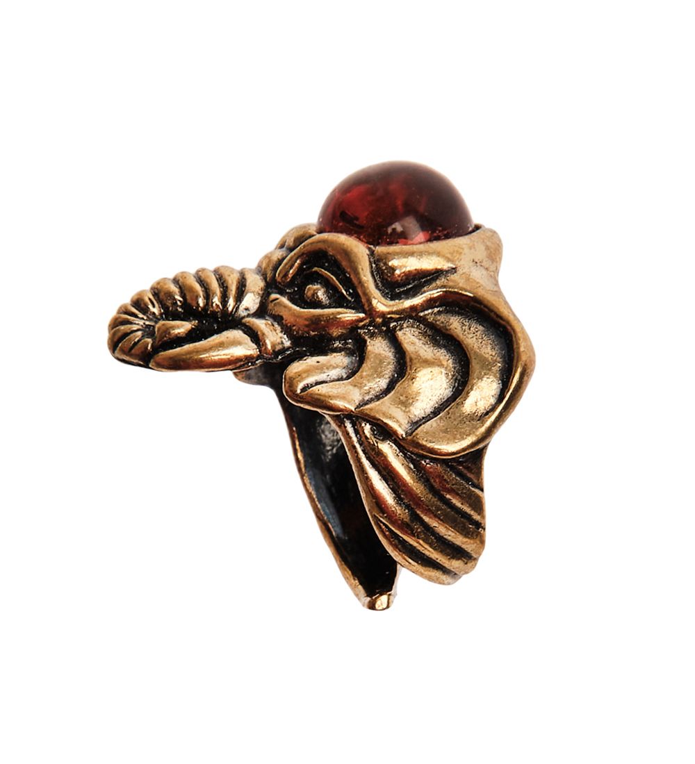 AM-2682 Кольцо «Слон Ганеша» (латунь, янтарь)