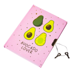 Записная книжка в футляре 21,0 см * 21,0 см , 7БЦ, Alingar, ламинация, глиттер, замочек, ручка, 50 л., линия, "Любовь авокадо", розовый