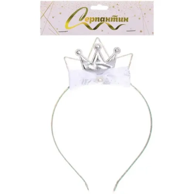 Ободок «Королевский бант» 18 см, Серебро