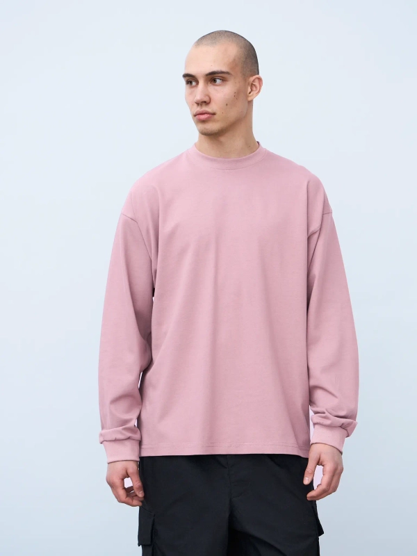Лонгслив оверсайз (розовато-серый) 230 г