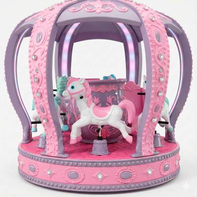 Детская электрическая карусель «Корона Принцессы» розовая, 8 мест