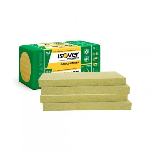 Утеплитель Фасад-Мастер // плита 1000х600х100мм // 0,180м3/1,80м2 // плотность 100 кг/м3 // Изовер (Ветонит)