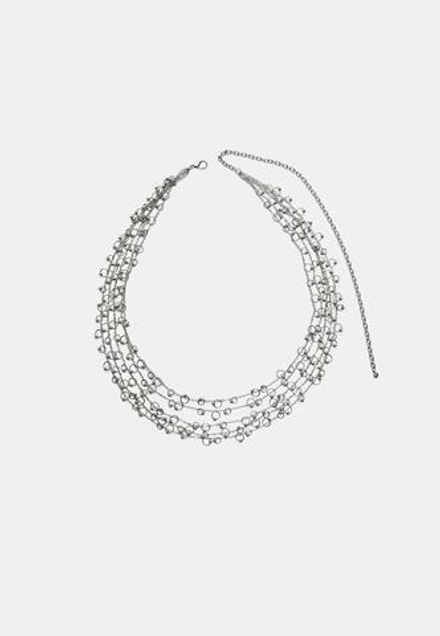 STRADIVARIUS Макси-колье с цепочками и бусинами, серый