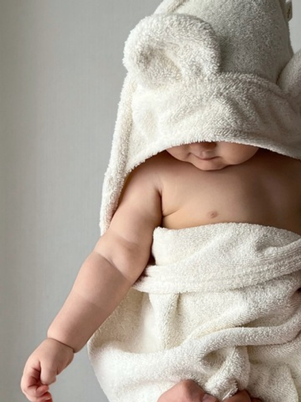 Махровое полотенце с капюшоном 85х85, Молочный