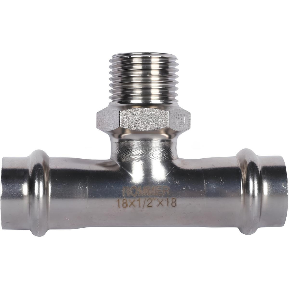 ROMMER Тройник с НР 18x1/2" из нержавеющей стали прессовой