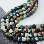 "Индийский агат", халцедон, бусины, куб, р-р 6-6.8мм, красивая огранка