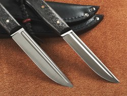 Спарка цельнометаллических финских ножей, сталь VG10, рукоять карбон (черный спейсер)