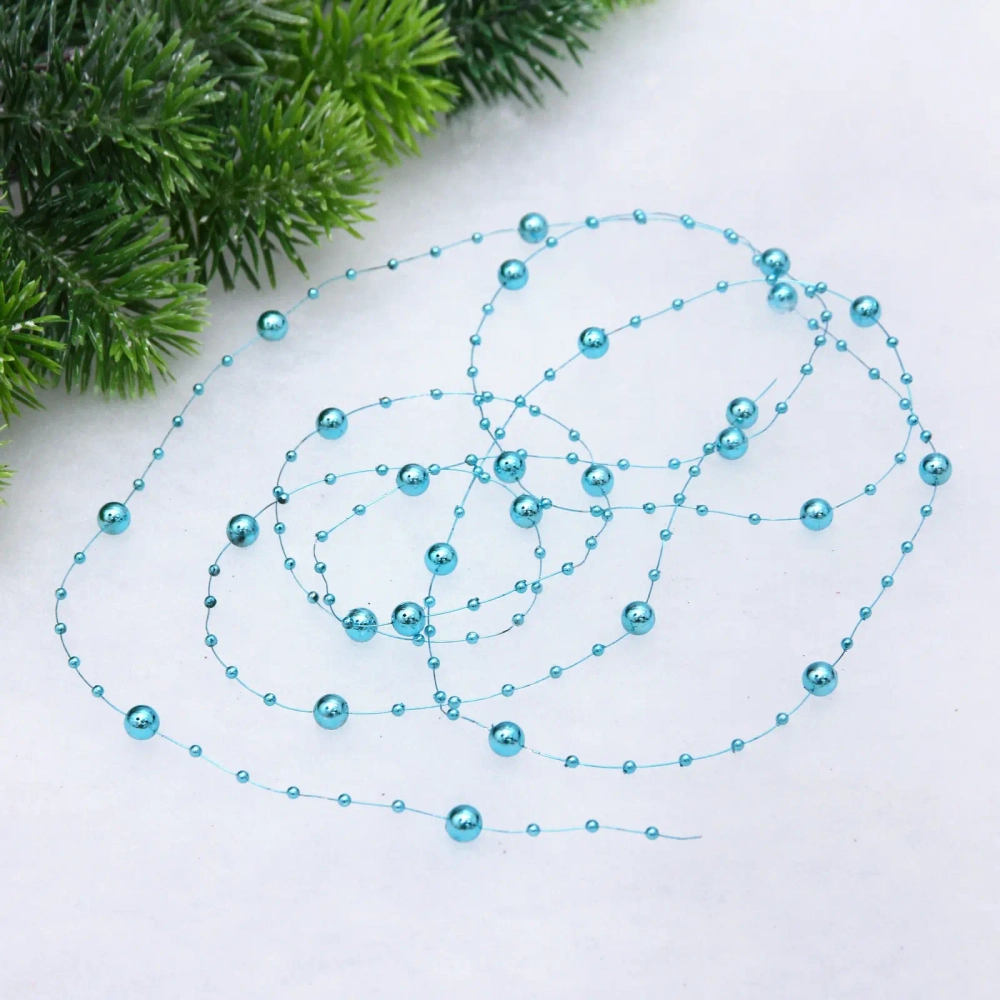 Бусы на ёлку 2м «Роса» d-7,5мм, Голубой
