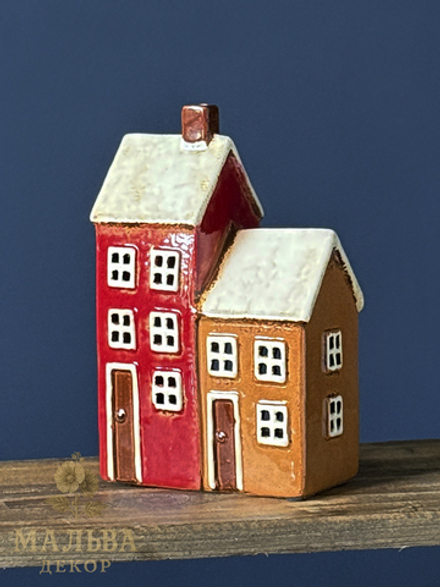 Декоративный подсвечник "Двойной домик" из керамики CAMPO Home & Garden 11,5x7xH18 см