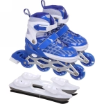 Коньки раздвижные, ледовые с роликовым блоком Ice Line Z4, синий-белый (pазмер 29-33)