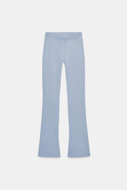 ZARA РАСКЛЕШЕННЫЕ БРЮКИ С ЭФФЕКТОМ ПОТЕРТОСТИ, СЕРО-СИНИЙ