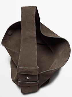 Massimo Dutti Замшевая сумка с плечевым ремнем, коричневый