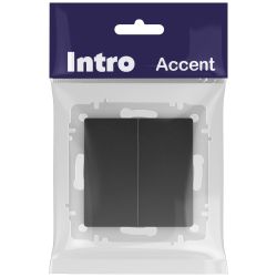 Переключатель Intro Accent 6-107-05 двойной, 10А-250В, IP20, СУ, AL/CU, антрацит | Intro