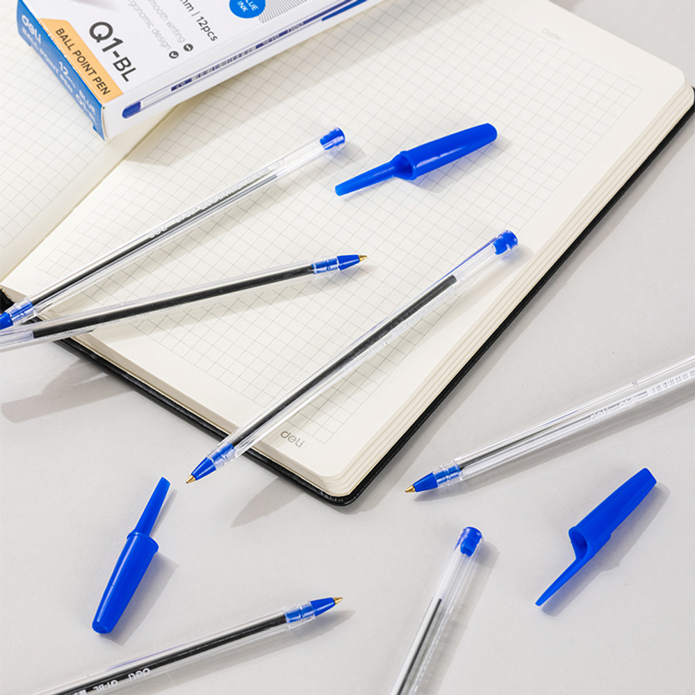 Набор шариковых ручек DELI "Think" Q1, 0,7 мм, 10 шт в еврподвесе, синяя