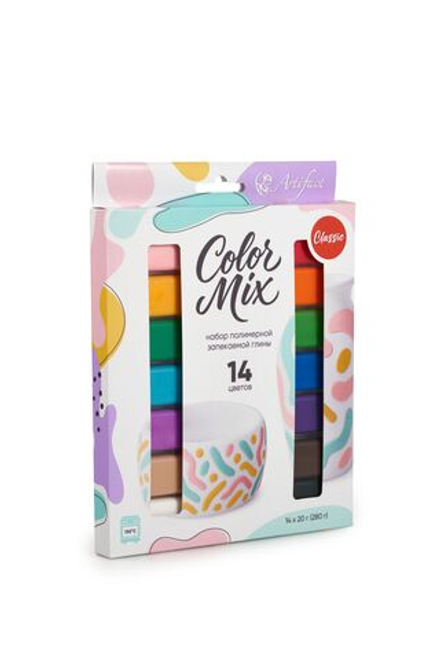Набор пластики "Артефакт. Color Mix" 14цв., 280гр. классические цвета