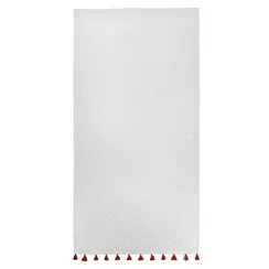 Полотенце банное белое, с кисточками цвета красной глины из коллекции essential, 70х140 см