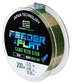 Леска монофильная Feeder Concept FEEDER&FLAT Camo Neon Glow 200м, 0.23мм