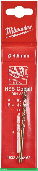 Сверло по металлу Milwaukee HSS-Co 4.5мм (4932363262)