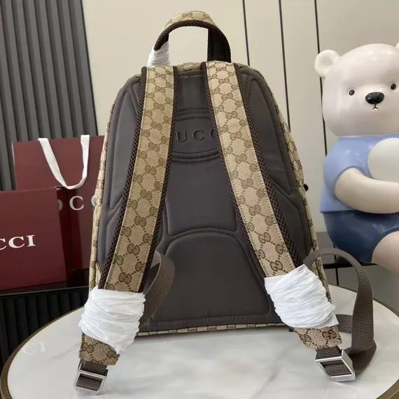 Рюкзак Gucci с логотипом бренда, коричнево-бежевый