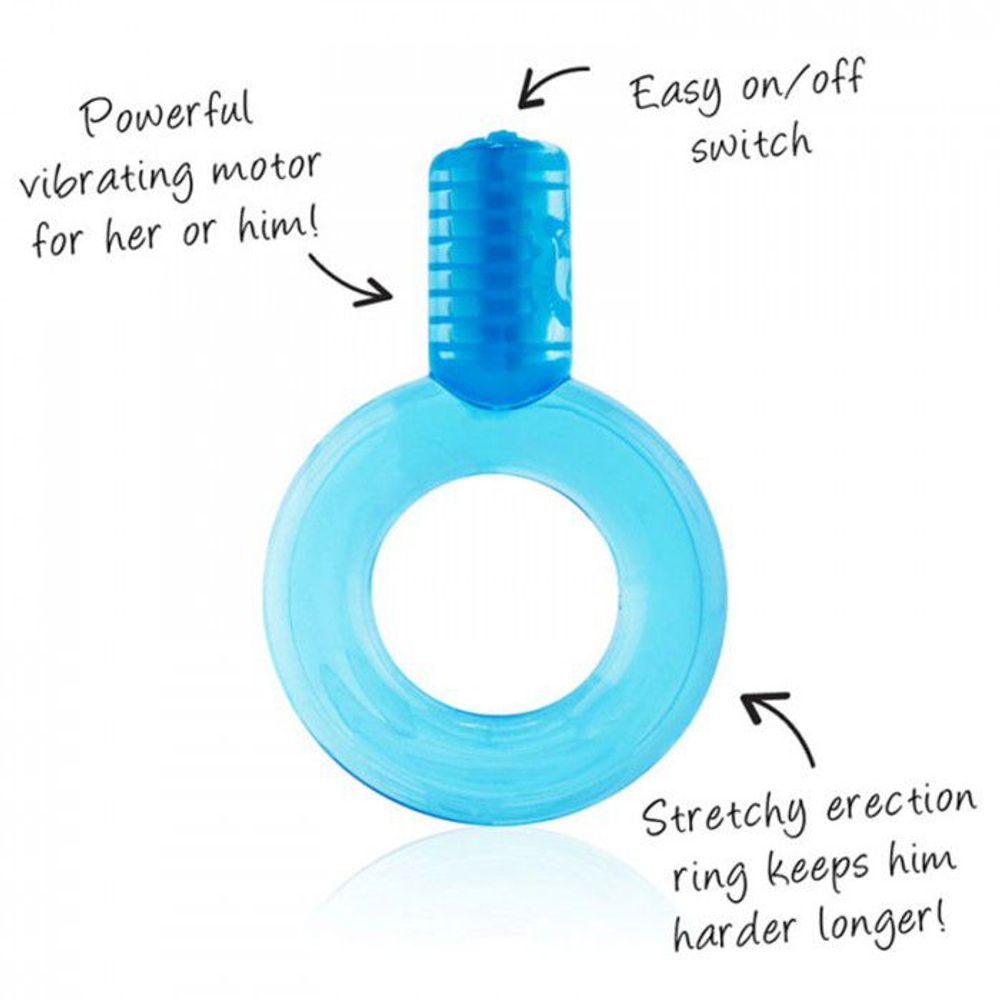 Голубое упругое кольцо на пенис с вибрацией Go (Цвет: голубой)