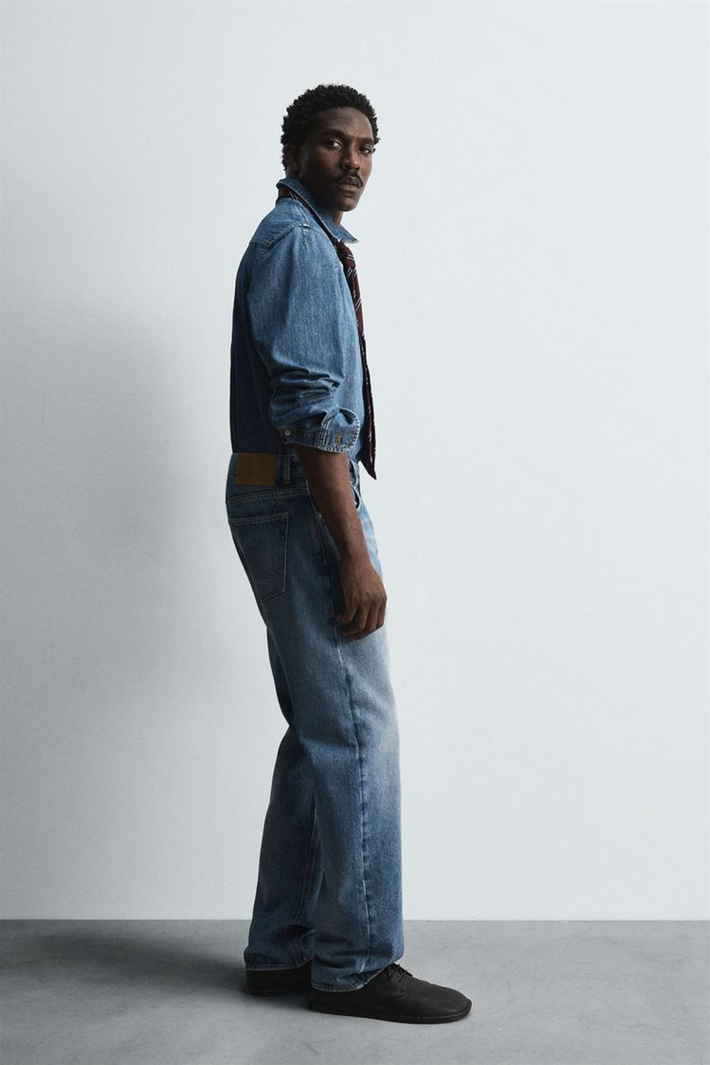 ZARA ДЖИНСОВАЯ РУБАШКА LIMITED EDITION, ВЫЦВЕТШИЙ СИНИЙ