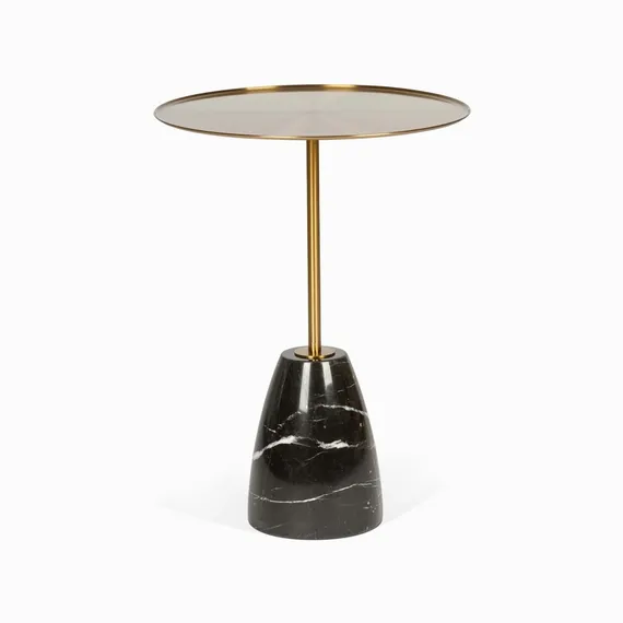 Кофейный столик Brasil 2, Ø45х61 см, черный мрамор, золотистая сталь