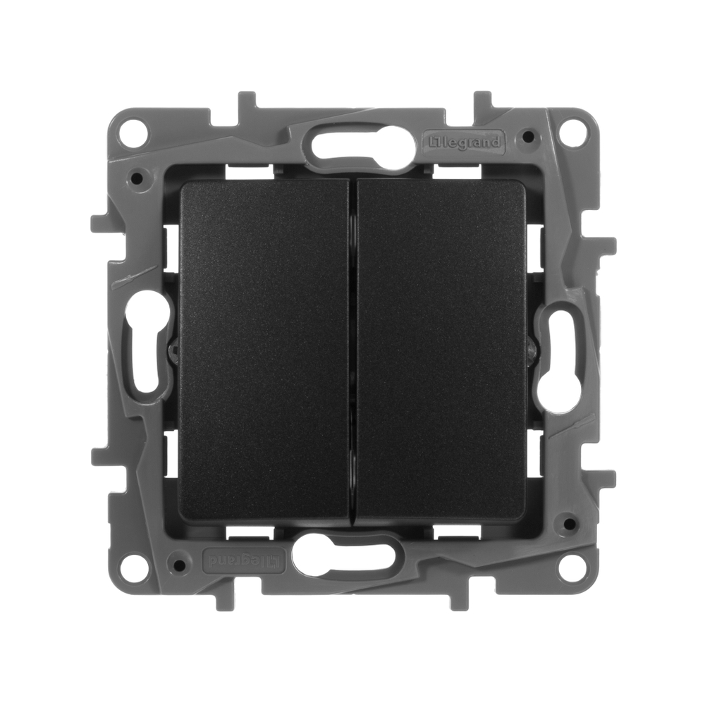 Выключатель 2х-клавишный 10А 250В антрацит ETIKA Legrand