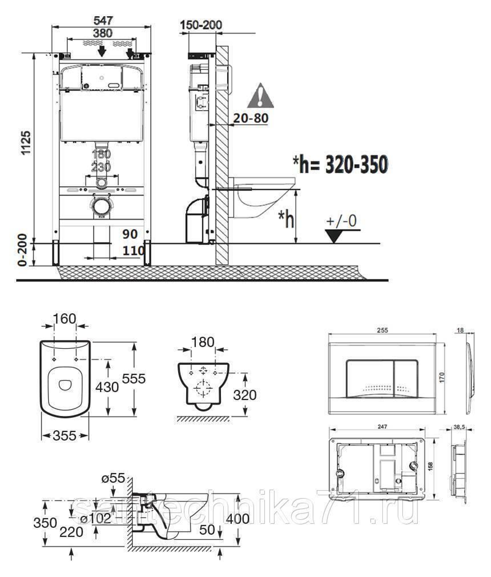 ROCA DAMA SENSO ПОДВЕСНОЙ УНИТАЗ+ИНСТАЛ+КНОПКА+СИД