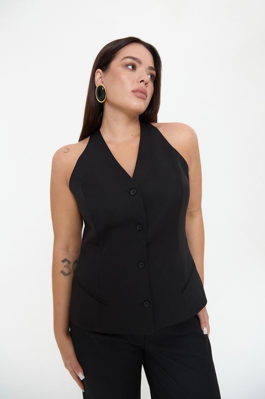 Жилет приталенный, черный