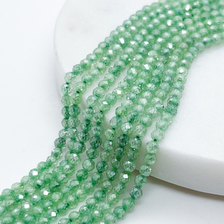 Фианит кракле (кубический цирконий), цвет хризопраз, размер 3 мм, цена за нить около 130 шт (38 см)
