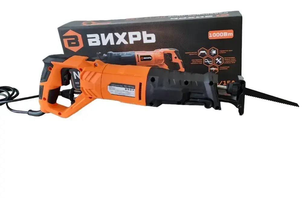 Сабельная пила ПС-15/15А Вихрь с электронной регулировкой оборотов/универсальная электроножовка по дереву, по металлу